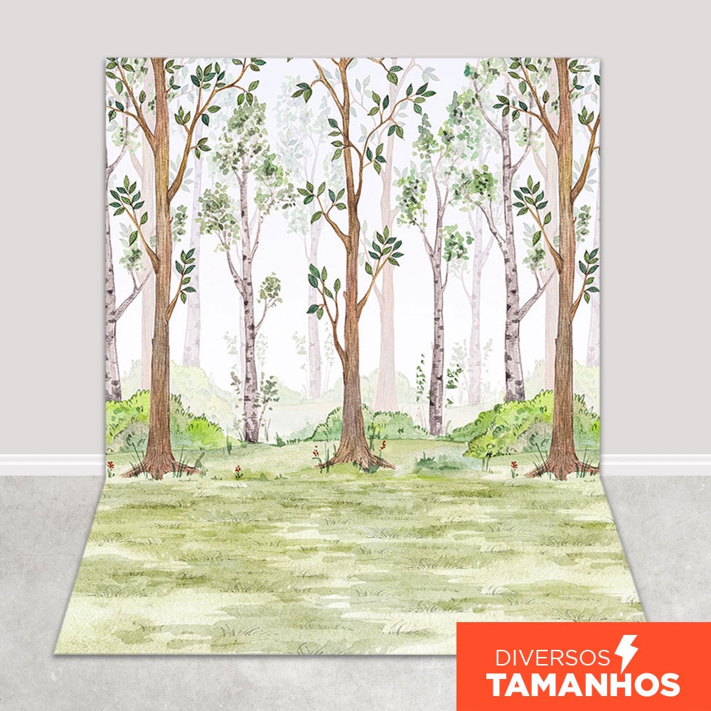 Fundo Fotográfico Bosque Aquarela Em Tecido FFA-502