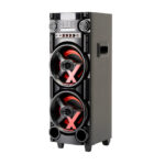Caixa de som amplificada Torre Som ACA1000 1000W Amvox NewX Duplo Woofer 8 Led TWS Bivolt