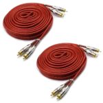 2 Cabos Blindado RCA 5 Metros 5mm Prime Cobre - Dupla Blindagem Techone Par Para Carro