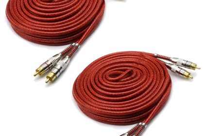 2 Cabos Blindado RCA 5 Metros 5mm Prime Cobre - Dupla Blindagem Techone Par Para Carro
