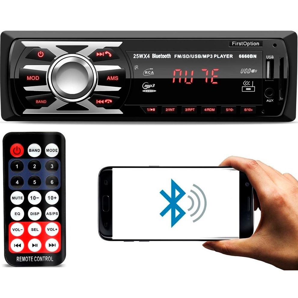 Som Carro Auto Radio Fm Usb Mp3 Pen Drive Cartão Sd Aux