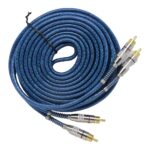 Cabo Rca 5 Metros Blindado Prime Plug Banhado Metal Blue Som