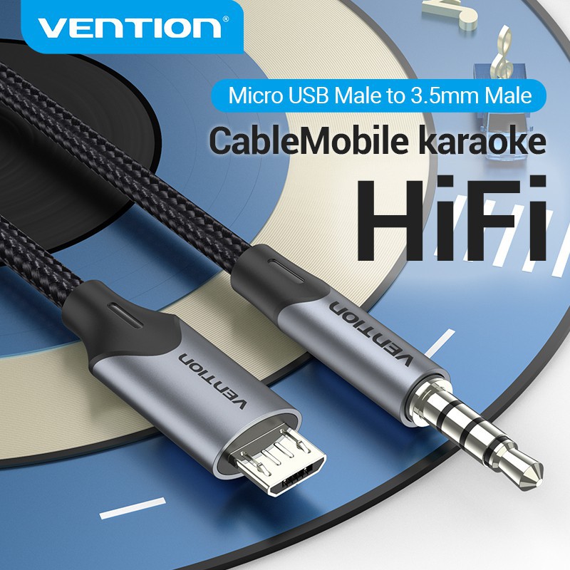 VENTION Cabo de áudio de 3,5 mm Micro USB macho para macho para placa de som, microfone e qualidade de som Hi-Fi