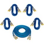 Kit 4 Cabos Rca 1 Metro + 1 Rca 5 Metros Blindado Plug Metal