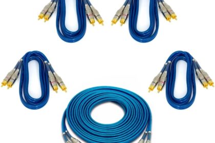 Kit 4 Cabos Rca 1 Metro + 1 Rca 5 Metros Blindado Plug Metal