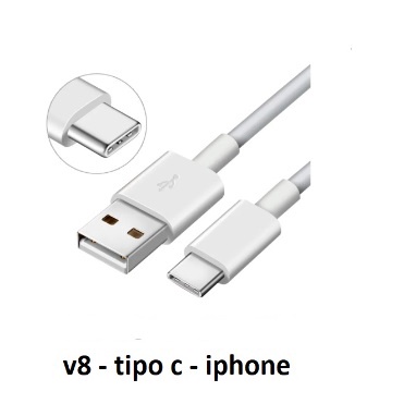Cabo Carregador Dados USB iPhone Apple / V8 / Tipo C - 1 Metro