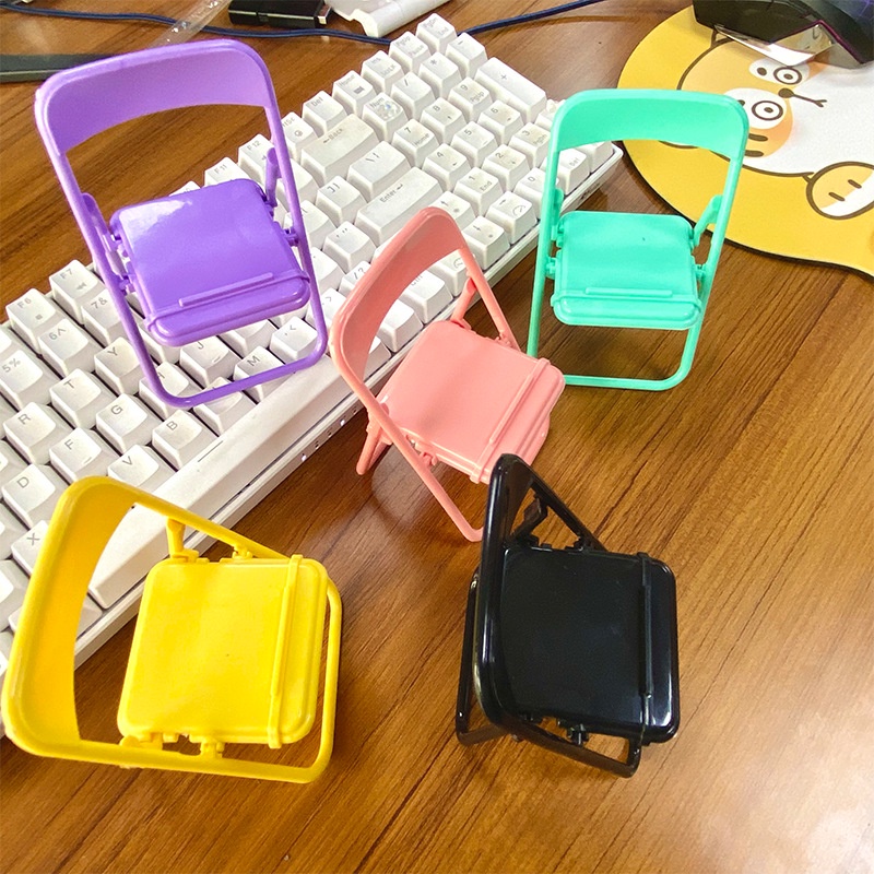 3x Suporte De Celular Dobrável Em Formato De Cadeira Multifuncional Decoração De Mesa