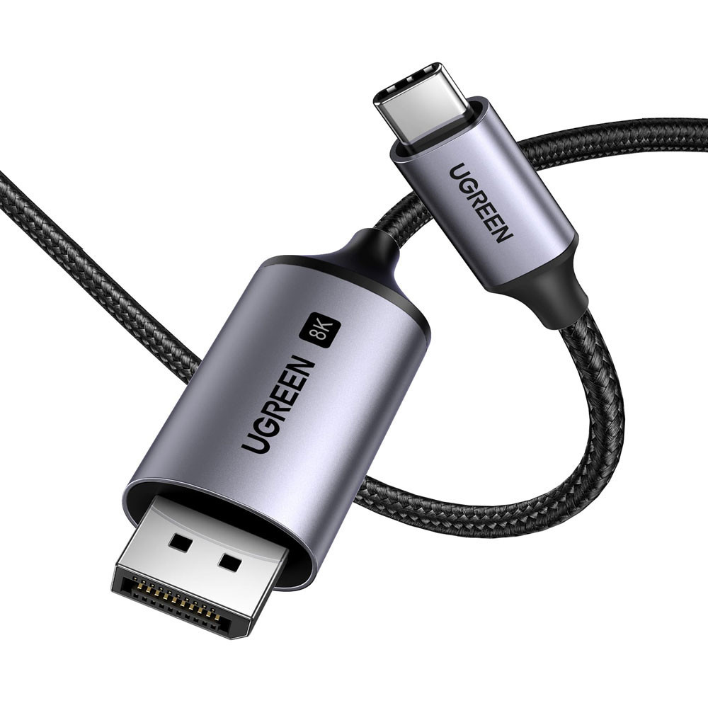Cabo Usb C p/DisplayPort Ugreen 8K-60Hz Macho 1M Preto