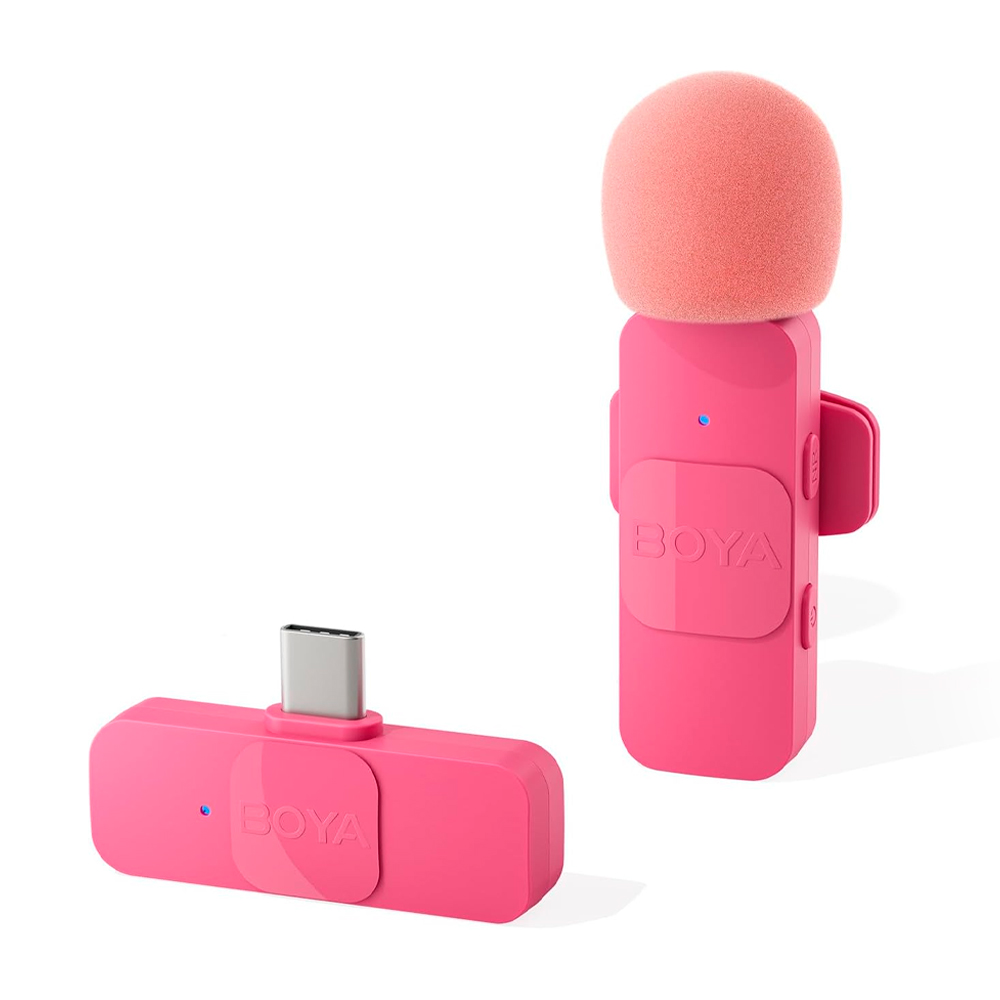 Microfone Lapela Boya By-v10 p/iPhone 15 e Android Rosa