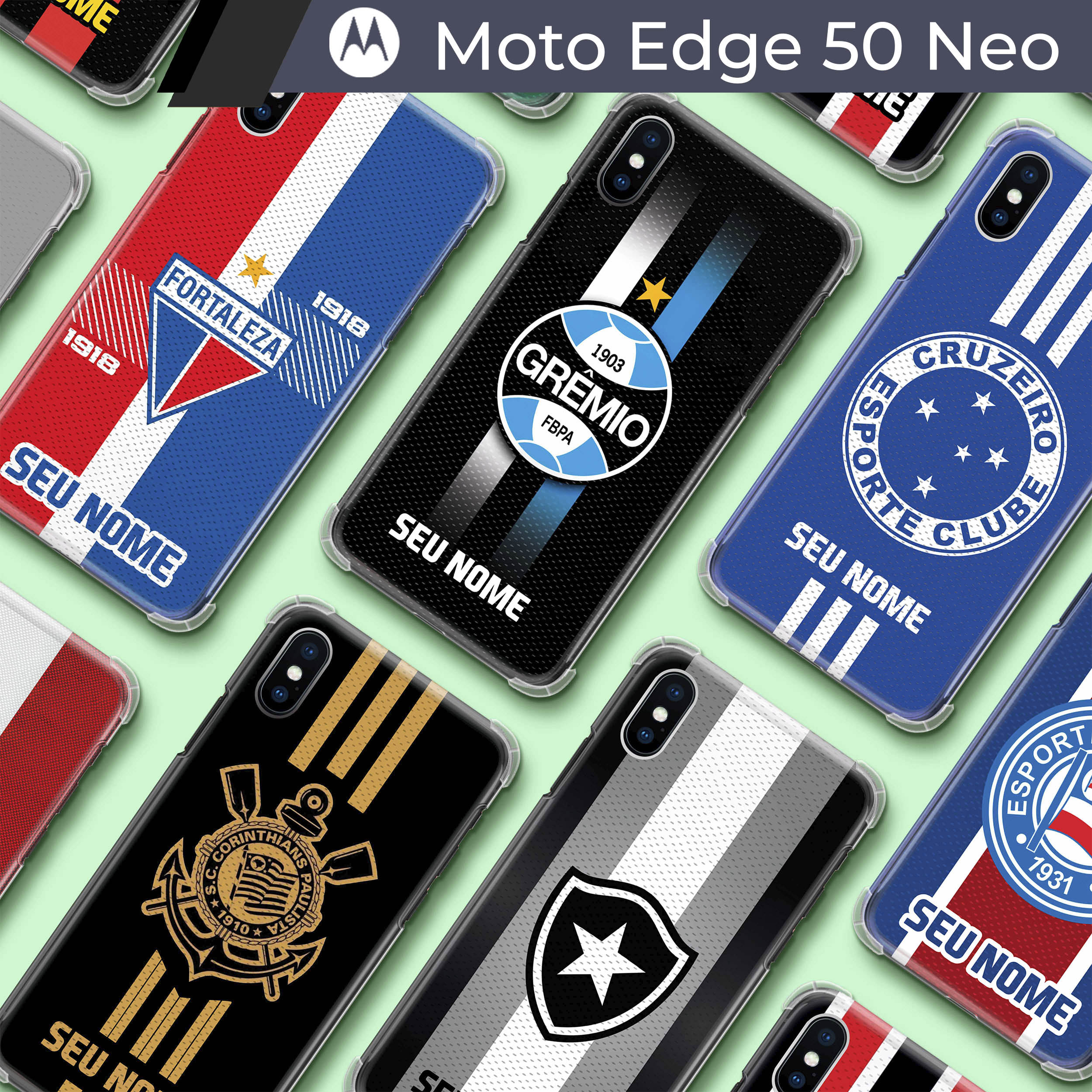 Capa Capinha - Motorola Moto Edge 50 Neo - Futebol Times do Brasil Personalizada com nome