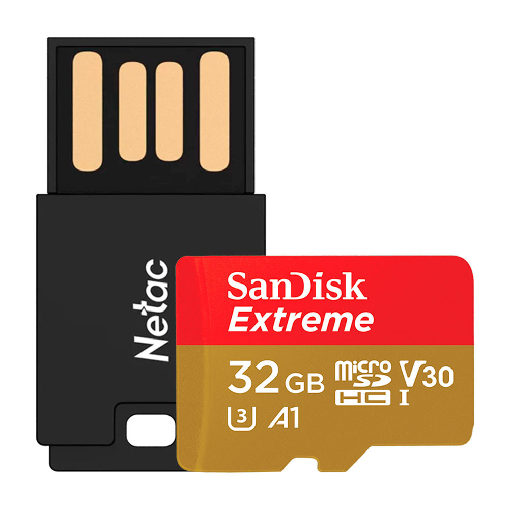 Cartão Memória Micro SDHC 32GB Extreme Sandisk e ADAPT USB