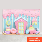 Painel Fundo Fotográfico Infantil Cenário Doces Em Tecido Sublimado para Fotos - FFC-834