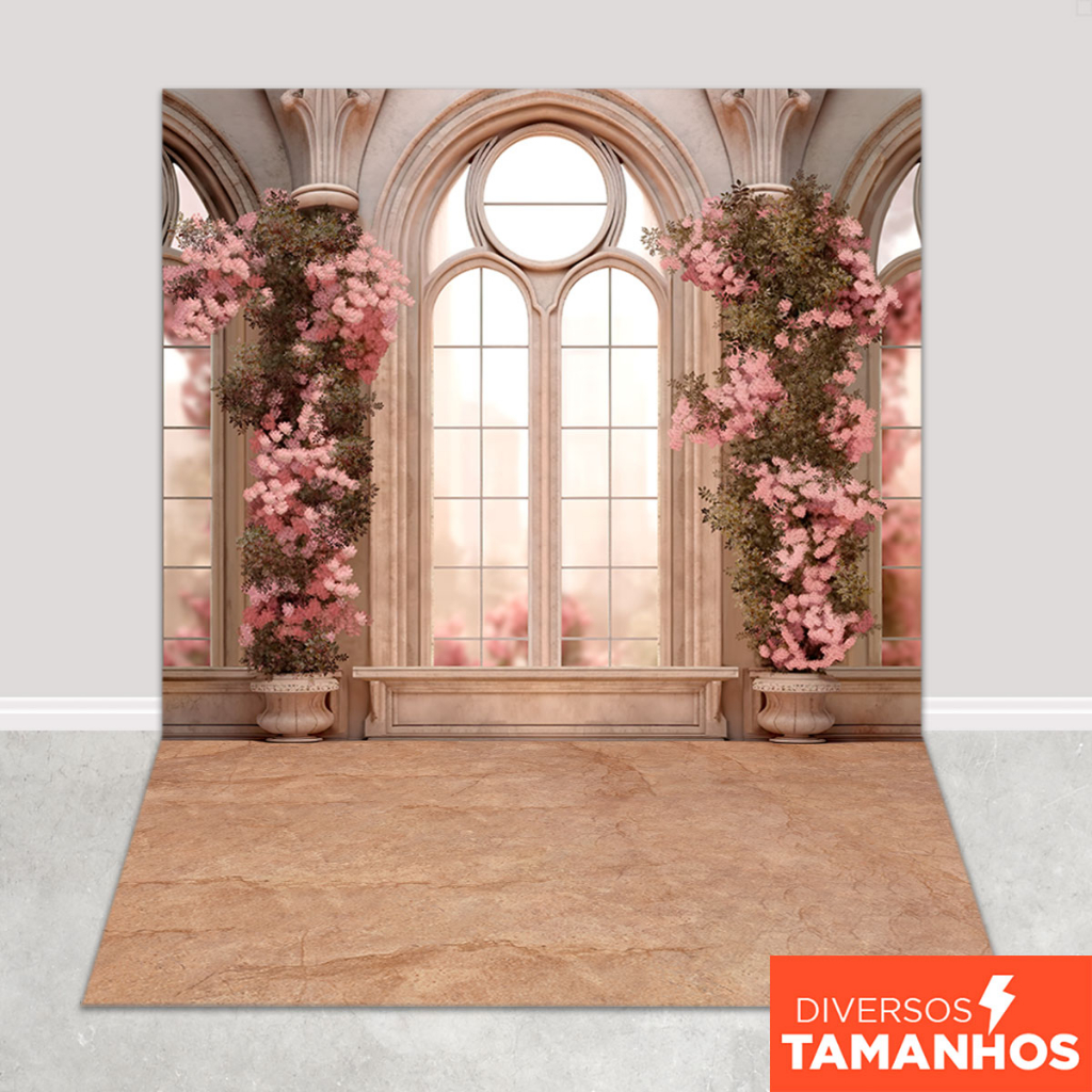 Fundo Fotográfico Dia das Mães Janela Flores Em Tecido FFJ-118