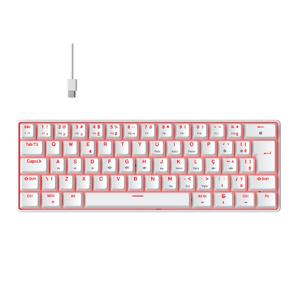 Teclado Mecânico Gamer Hyrax, 60%, Thunder, Switch Huano, Led Vermelho - ABNT2