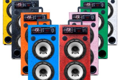 Rádio Caixa De Som Casa Bar Rancho Churrasco Usb Bluetooth Aux Colorida 2 Falante 6 Polegadas Full Range + Tweeter