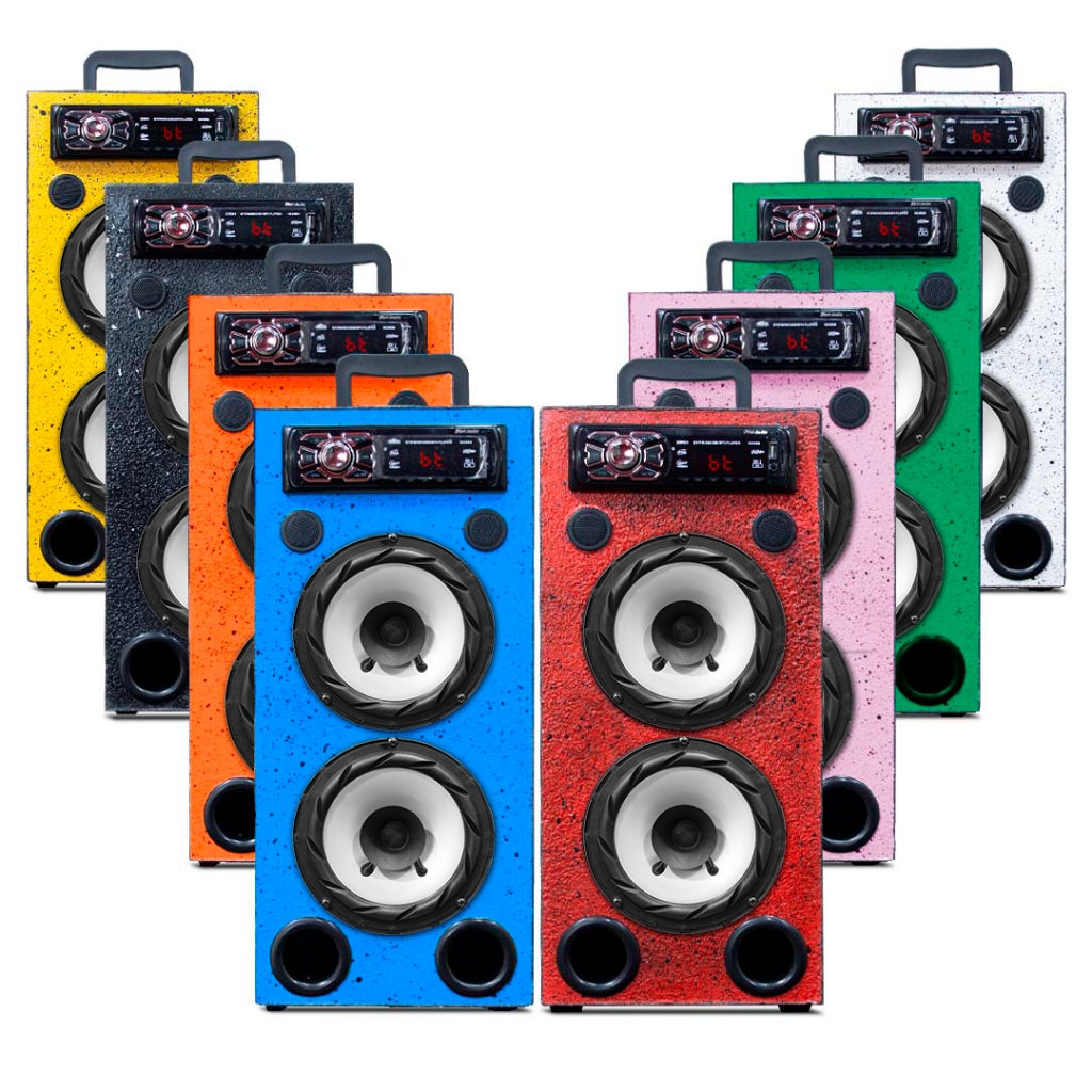 Rádio Caixa De Som Casa Bar Rancho Churrasco Usb Bluetooth Aux Colorida 2 Falante 6 Polegadas Full Range + Tweeter