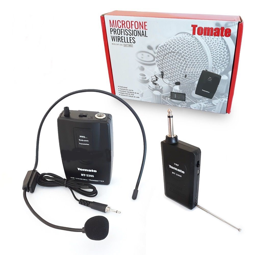 Kit Microfone Lapela Sem Fio Profissional Wireless Headset 50mts MT-2205