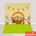 Fundo Fotográfico Coelhinhos Ovos de Páscoa Em Tecido PCA-267