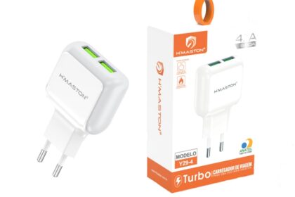 H'maston Y29-4 Carregador 2USB Saída 5V2A Entrada 100-240V Aprovado Pela ANATEL Qualidade Original do Produto Garantida
