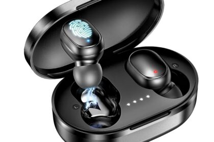 H'maston Rs-27 Fone De Ouvido Bluetooth 5.3 Sem Fio Fone Tws Duplo Com Microfone Luz Led Preto