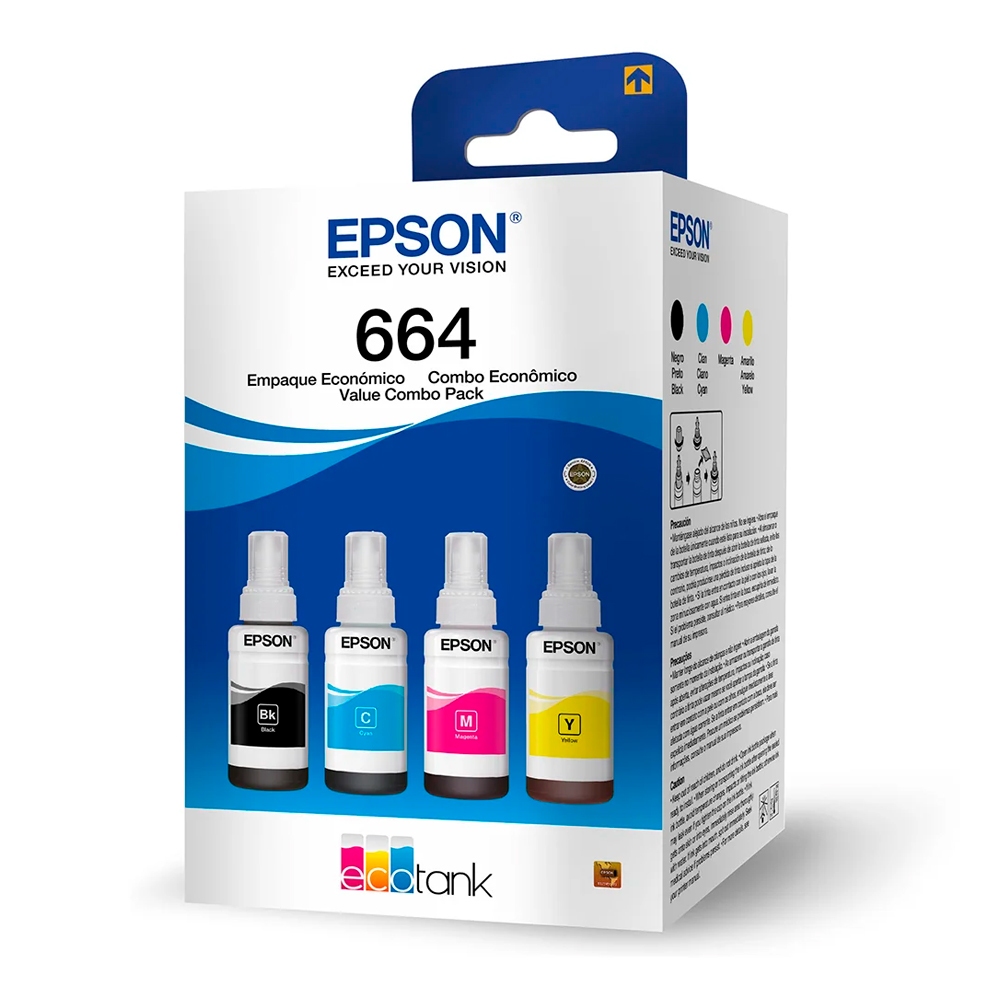 Kit Refil Epson T664 Preto / Ciano / Amarelo / Magenta