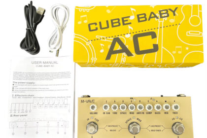 Pedal recarregável de múltiplos efeitos para violão acústico de madeira com interface de áudio para gravação e função