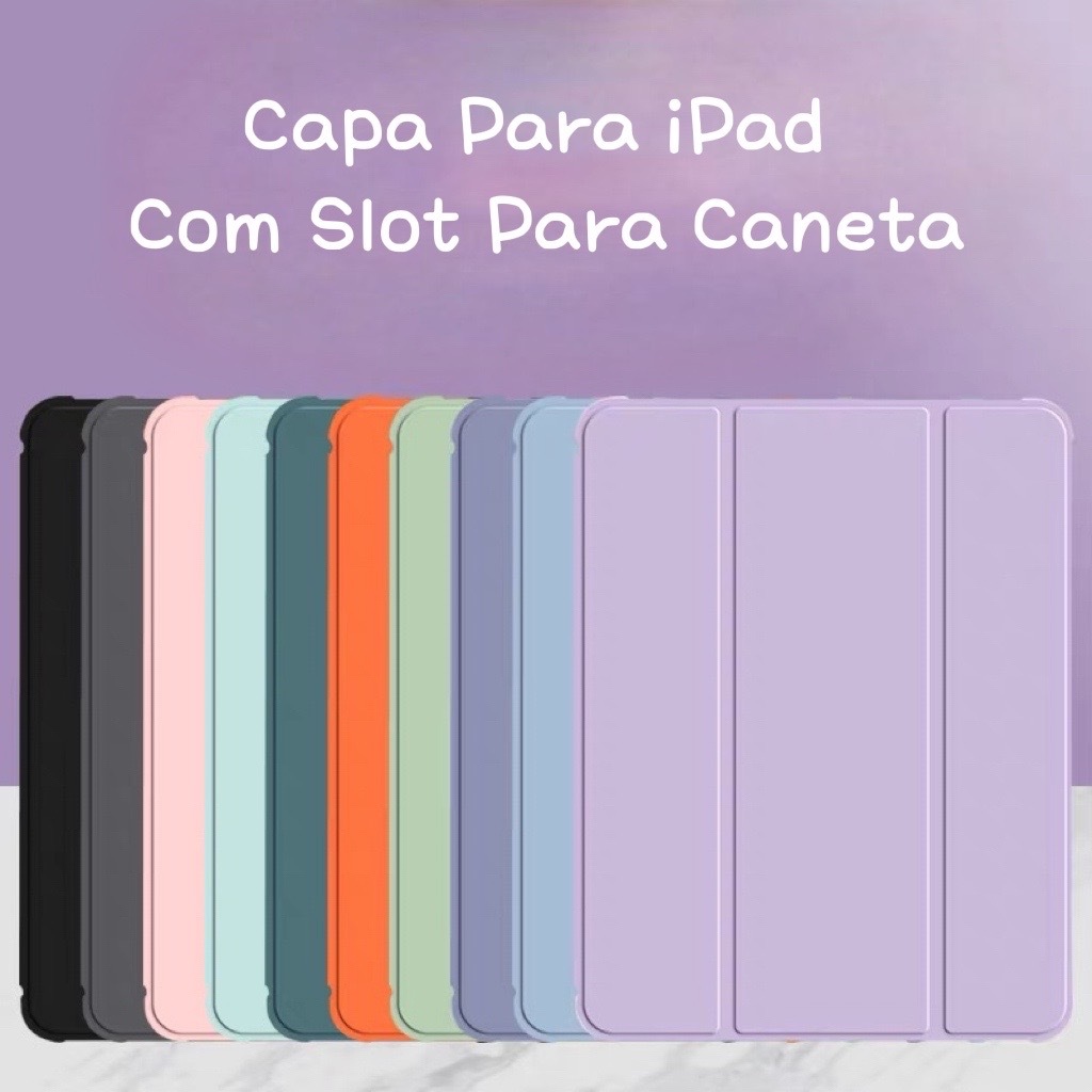 Case Capa Com Função Flip para iPad 11 Pro Air 4 Air 5 Air 6 2024 10.9 Pol. 11 Pro Com Slot para Caneta