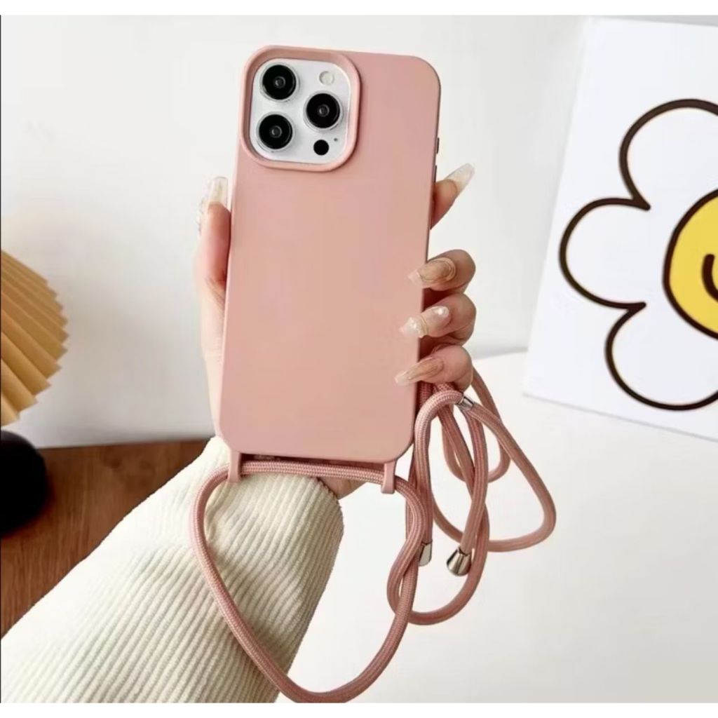 Capa Com Cordão MARROM/NUDE/BRANCO OFF PARA IPhone 11/12/12PRO/13PROMAX/13/14/14PRO/14PROMAX/15/15PRO/15PROMAX