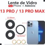 Lente Vidro Câmera Traseira iPhone 13 Pro / 13 Pro Max + Adesivo (3 Pçs)