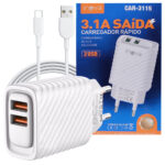 Fonte Carregador Celular 2 Entradas Com Cabo iPhone Tipo C V8 Inova