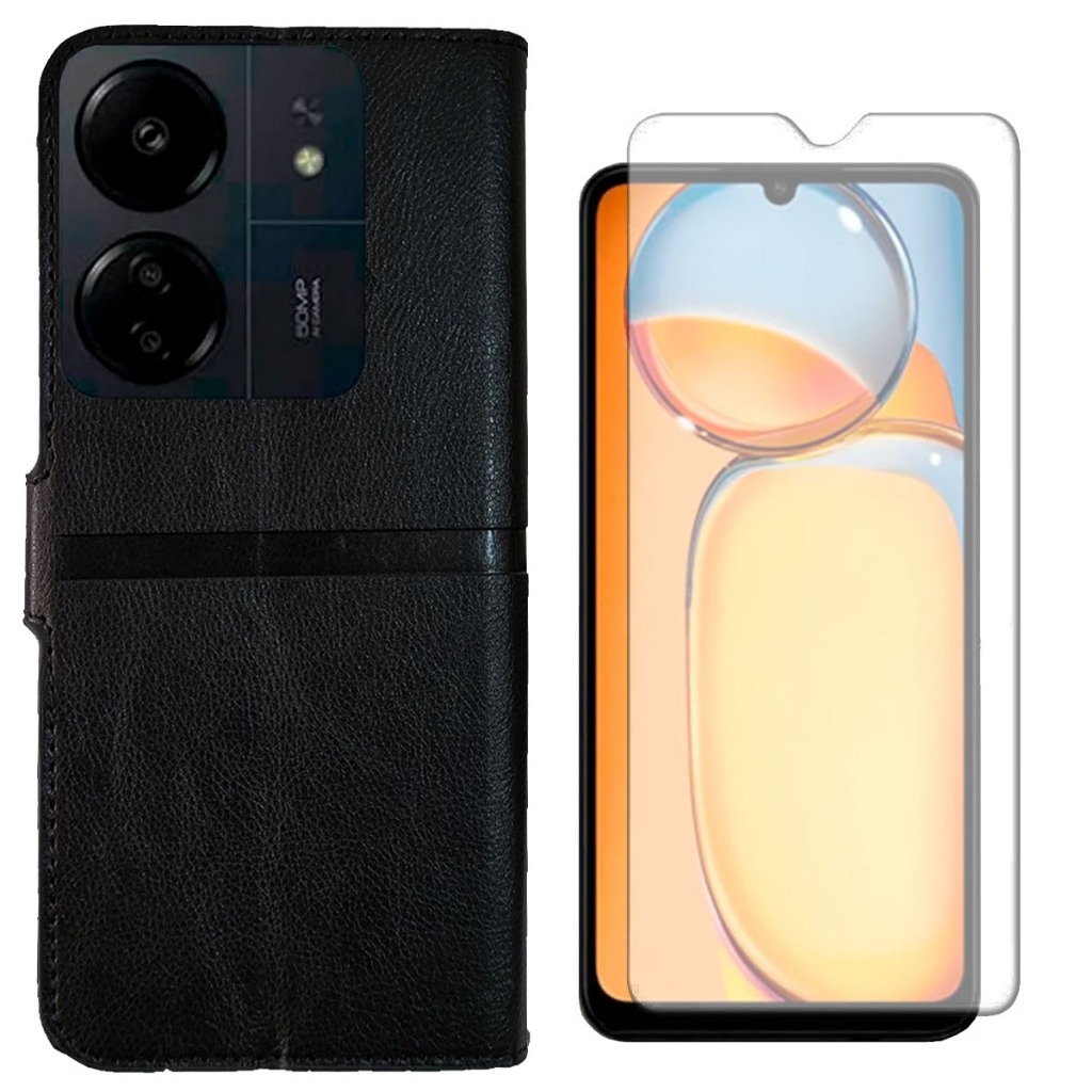 Capa Capinha Case Flip Carteira + Pelicula vidro Para Xiaomi POCO C65