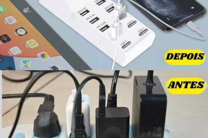 Extensões De Carregamento Usb De 50w Com 6 Usb A / 4 Usb C