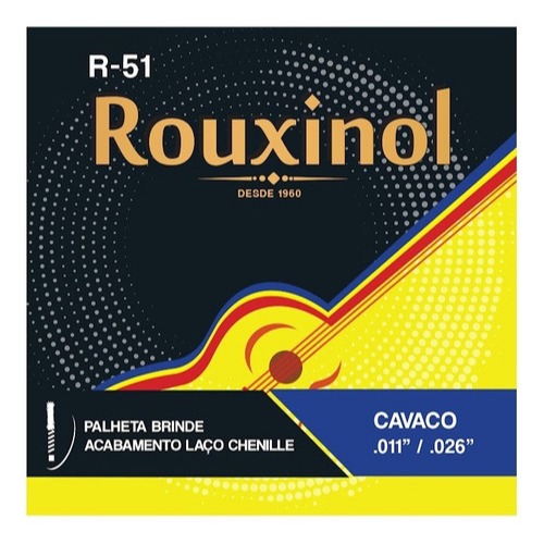 Jogo de Cordas Cavaquinho Cavaco Aço Rouxinol R51 Tradicional + Palheta(Extra)