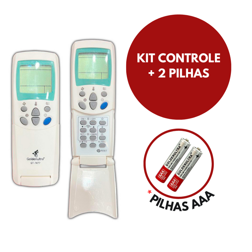 Kit Controle Ar Condicionado LG Split + 2 Pilhas AAA LG Hi Wall Smile