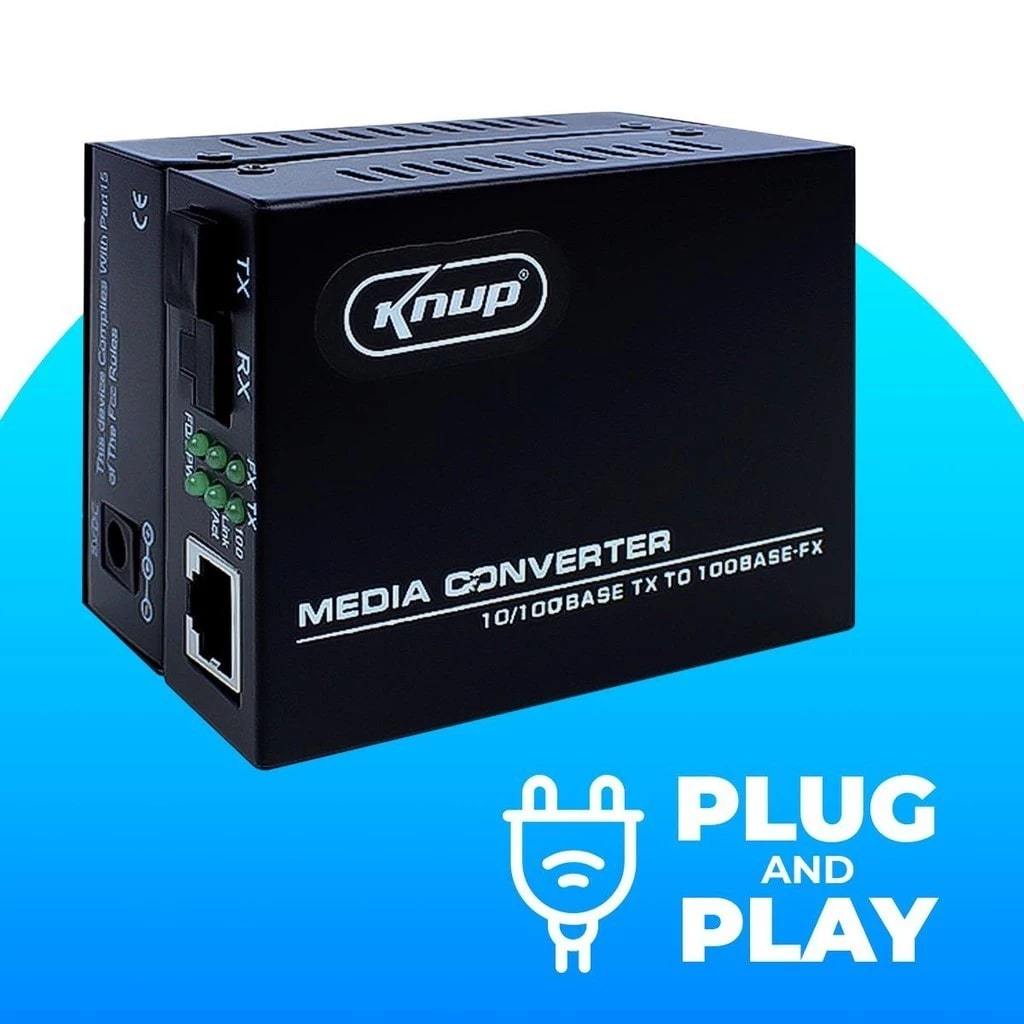 Par Conversor Fibra Óptica Mídia Gigabit 100mbps RJ45 A+B 2 unidades