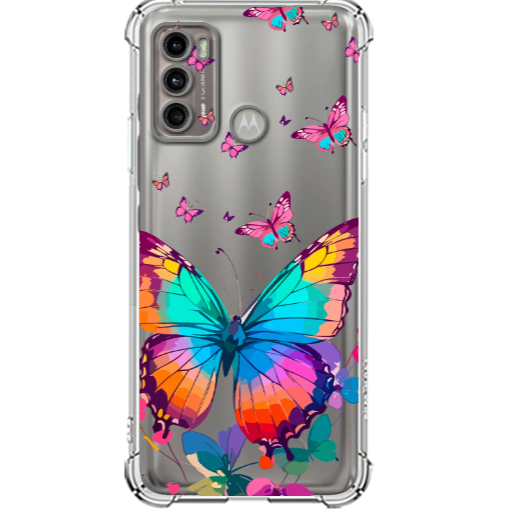 Motorola Capa Moto G60S desenhos, proteção borda, Borboleta, Delicada, transparente.