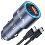 1HORA Carregador De Carro 38w Carregador Carro Carregador De Veículo Tipo C Pd 20w E Qc 3.0 18w Com Cabo