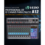 VEDO A12 Channel Audio Mixer Professional Portable Mixer Sound Table Board Digital MP3 Computer Input 48v Power Number