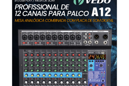VEDO A12 Channel Audio Mixer Professional Portable Mixer Sound Table Board Digital MP3 Computer Input 48v Power Number