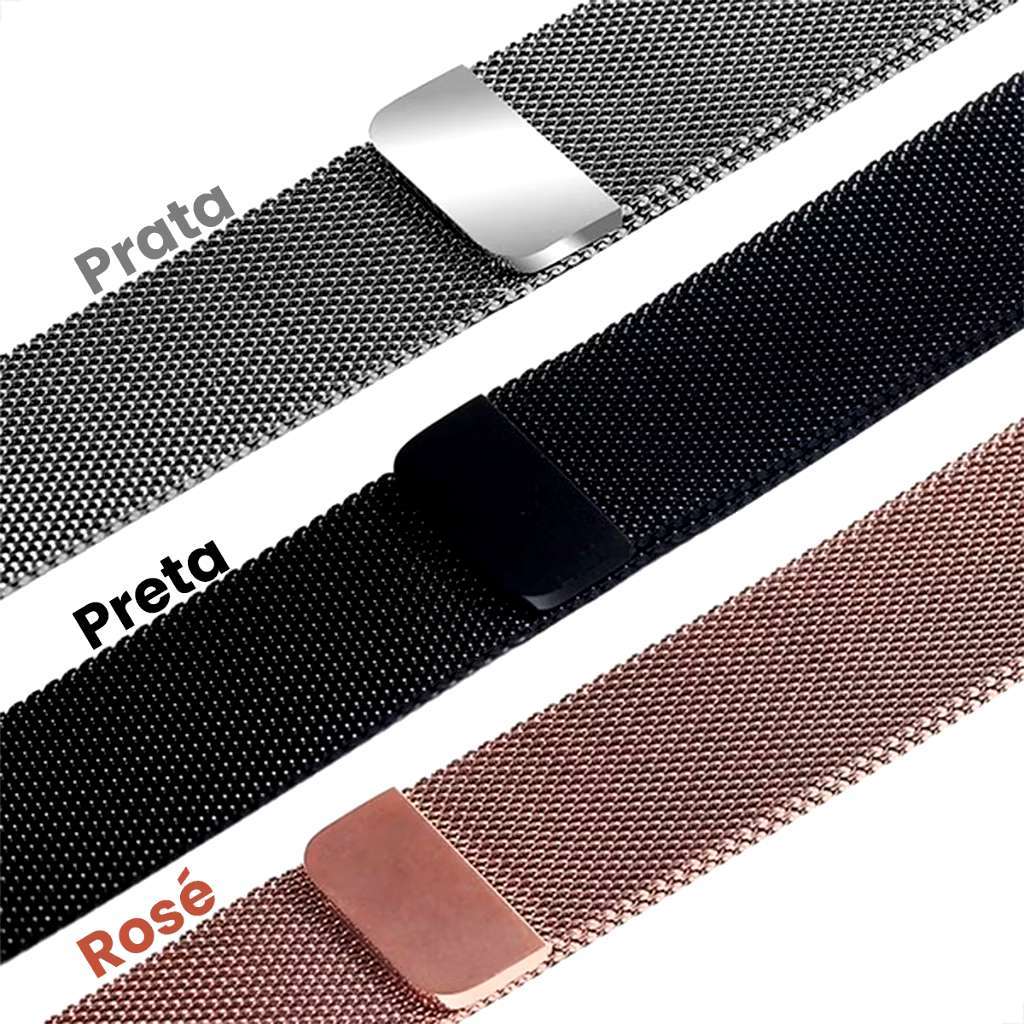 Pulseira smartwatch Milanese Metal Magnetico Fecho 38mm 40mm 42mm 44mm Apple Watch X7 X8 T500 Iwo 12 13 16