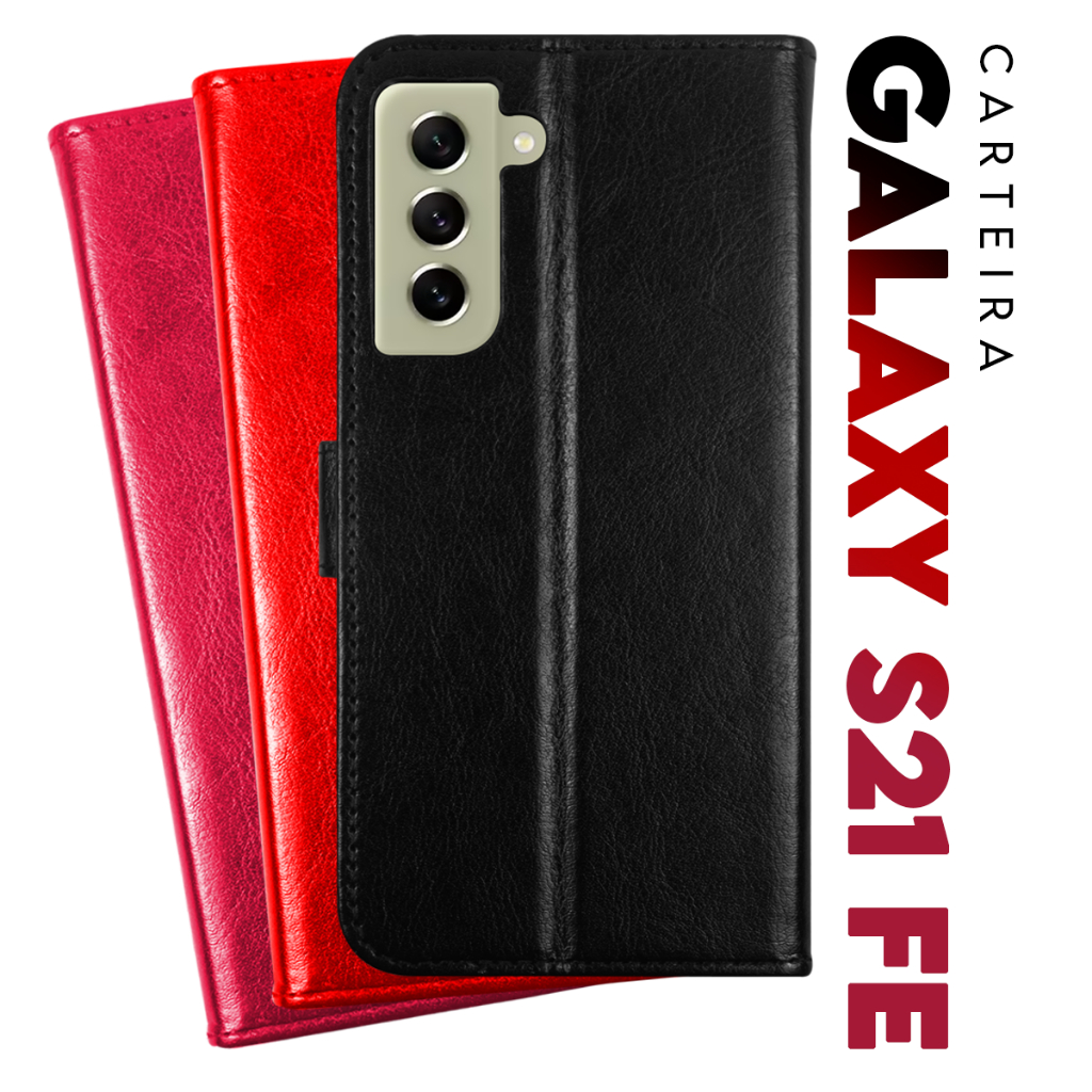 Capa Carteira Couro PRETA para Samsung Galaxy S21 FE G990 tela 6.4 pol - Cell In Power25