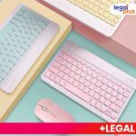 Kit Teclado e Mouse Sem Fio Bluetooth Colorido Macaron Para PC iPad Tablet Notebook