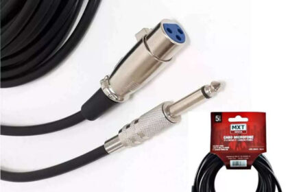 Cabo Para Microfone P10 Mono Para Xlr Canon Fêmea 5 Metros Mesa som Amplificador Profissional Mxt