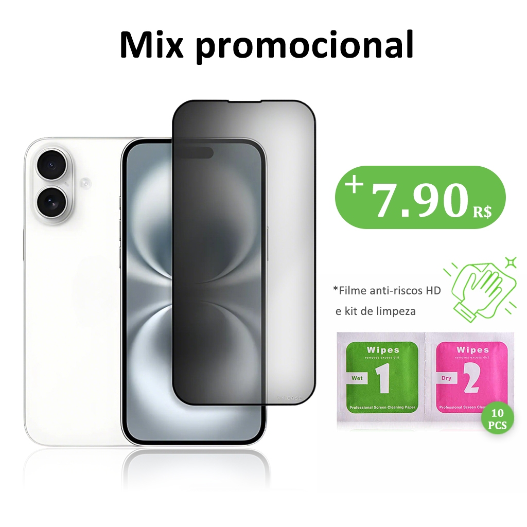 Daniels Privacy Tempered Glass iPhone 12 13 14 15 16 16plus 16Pro Max Película protetora