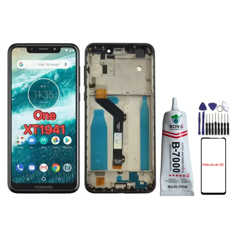 Tela Frontal Display Lcd Touch Moto One Xt1941-3 Com Aro / Sem Aro - A Pronto Entrega