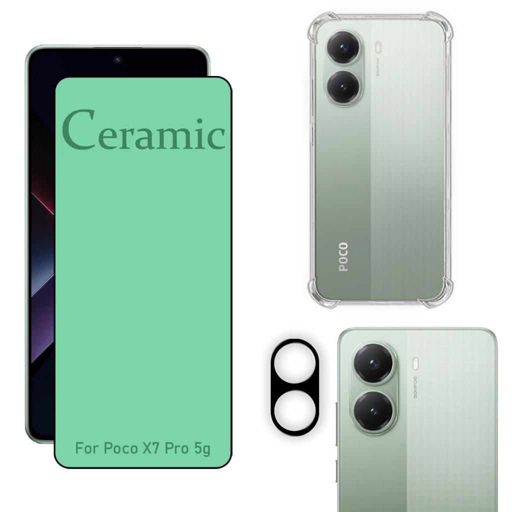 Kit Para Xiaomi X7 Pro 5g | Película de Cerâmica - Capa Anti Shock - Película da Câmera 3D