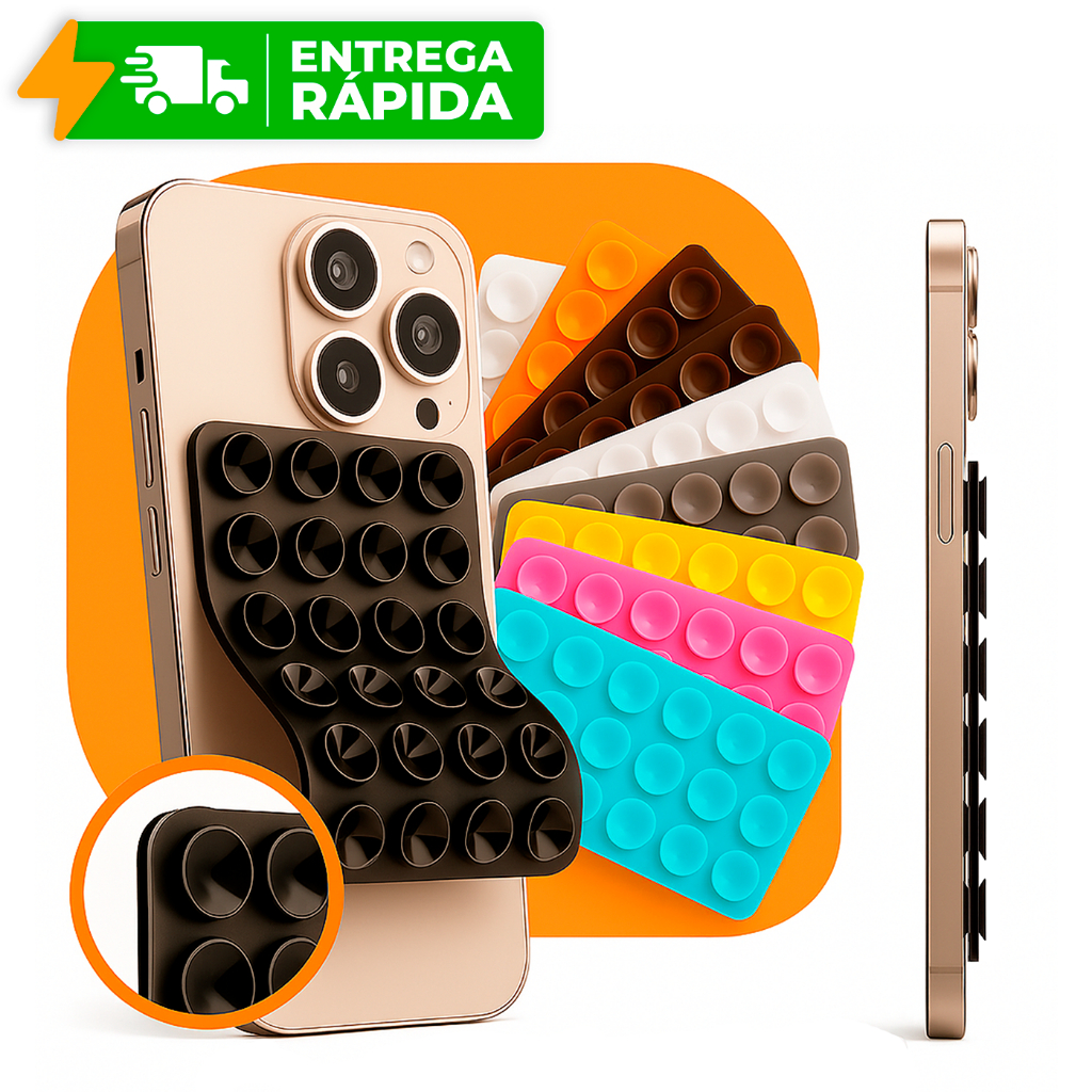 Suporte De Silicone Com Ventosa Para Celular Duplas Ventosas