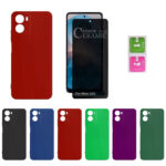 Kit Para Moto G05 Motorola - Película Fosca Privativa + Capa Aveludada Colorida Capinha