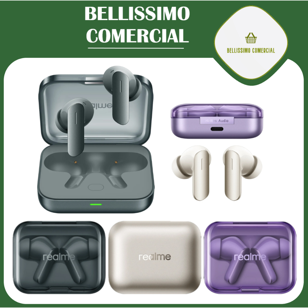 Realme Buds Air 7 – Fones TWS com ANC de 52dB, Drivers de 12,4mm, Áudio Hi-Res, IP55 e Conectividade Bluetooth 5.4