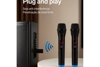 Microfone Sem Fio Profissional Alcance 10 Metros Caixa de Som Palestras Karaokê Eventos e Igreja